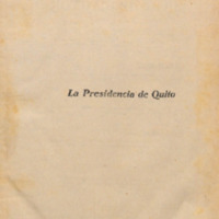 La Presidencia de Quito, Tomo II Parte 1