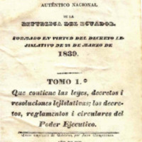 Primer Registro Auténtico Nacional de la República del Ecuador, Tomo I